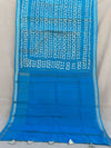 Indiehaat | Pure Chandei Silk Applique Saree Blue