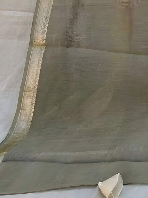 Indiehaat | Pure Chandei Silk Applique Saree Brown