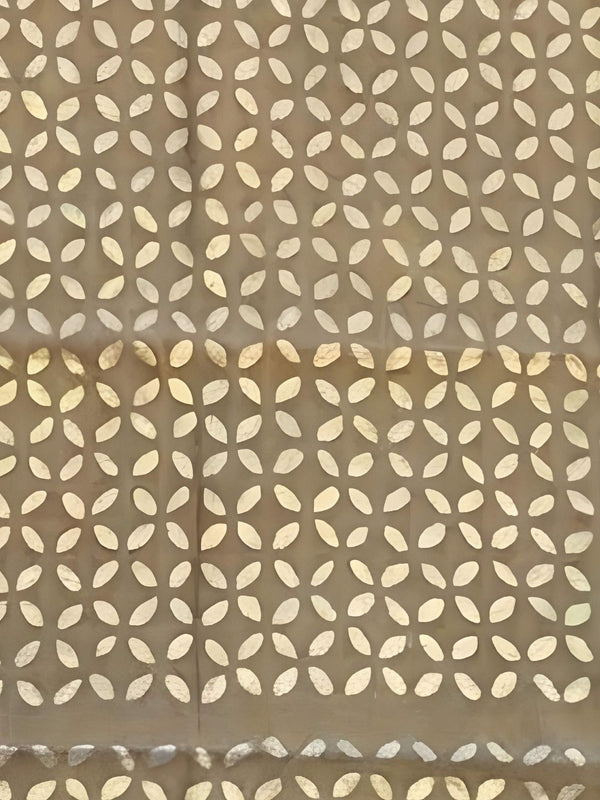 Indiehaat | Pure Chandei Silk Applique Saree Brown