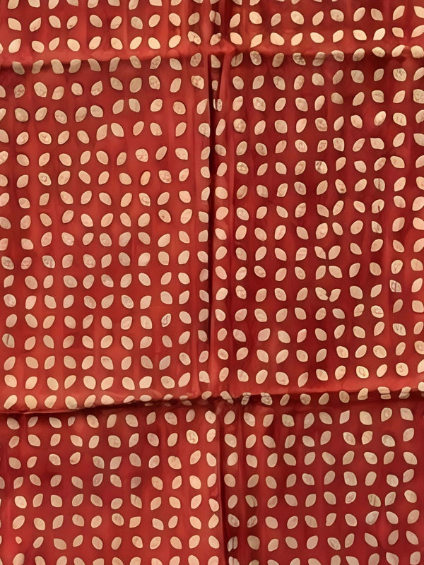 Indiehaat | Pure Chandei Silk Applique Saree Red