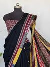 Indiehaat | Pure Mul Cotton Kantha Saree Black