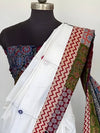 Indiehaat | Pure Mul Cotton Kantha Saree White
