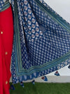 Indiehaat | Pure Mul Cotton Kantha Saree Red