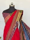 Indiehaat | Pure Mul Cotton Kantha Saree Red
