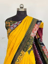 Indiehaat | Pure Mul Cotton Kantha Saree Yellow