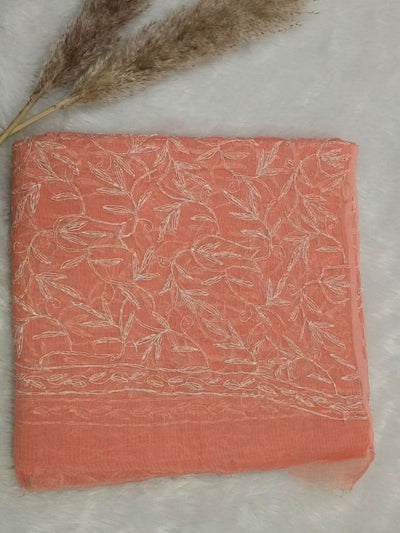 Leher Baani Kota Doria Tepchi Saree Peach