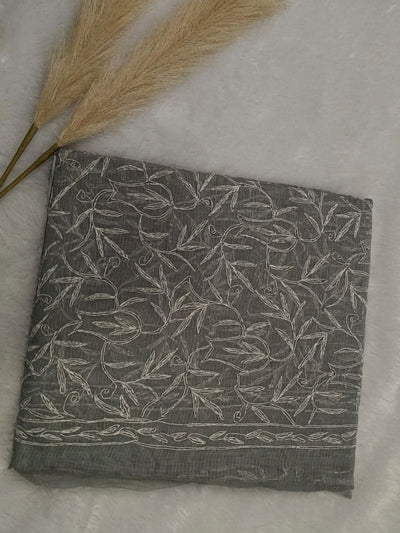 Leher Baani Kota Doria Tepchi Saree Gray