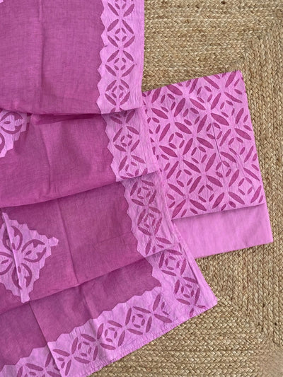 Indiehaat | Applique Cotton Suit (T+B+D) Pink
