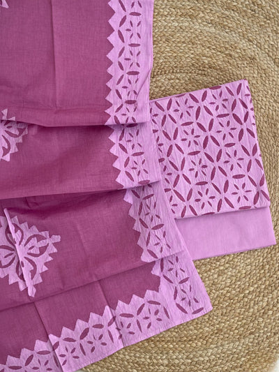 Indiehaat | Applique Cotton Suit (T+B+D) Pink