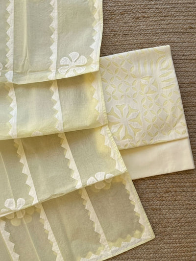 Indiehaat | Applique Cotton Suit (T+B+D) Yellow