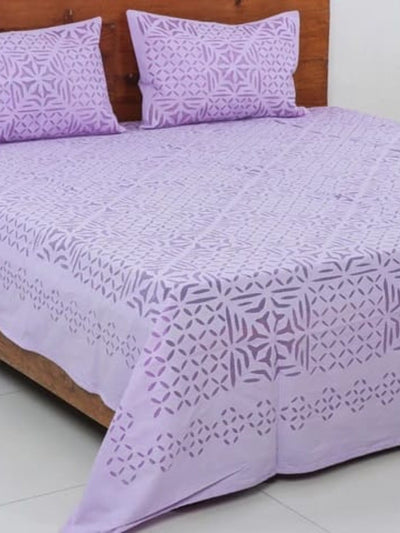 Aavaran Applique Double Bedsheet Deep Purple