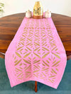 Indiehaat | Applique Cotton Table Runner & Mat Set Pink