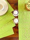 Indiehaat | Applique Cotton Table Runner & Mat Set Green