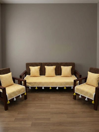 Indiehaat | Cotton Sofa Throw & Cushion Cover Yellow