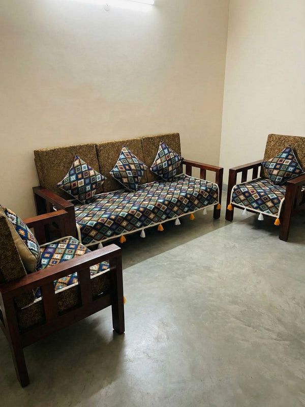 Indiehaat | Cotton Sofa Throw & Cushion Cover Brown