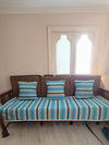 Indiehaat | Cotton Sofa Throw & Cushion Cover Blue