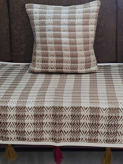 Indiehaat | Cotton Sofa Throw & Cushion Cover Brown