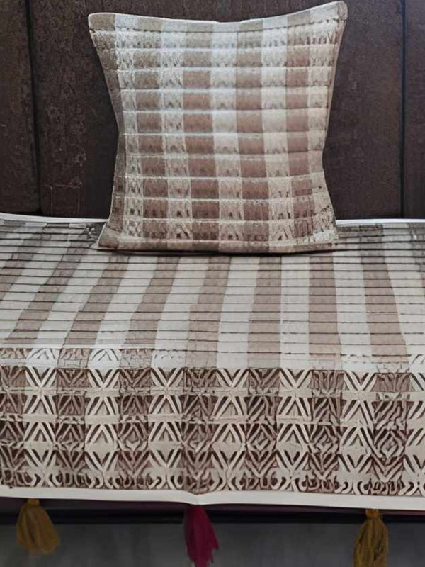 Indiehaat | Cotton Sofa Throw & Cushion Cover Brown