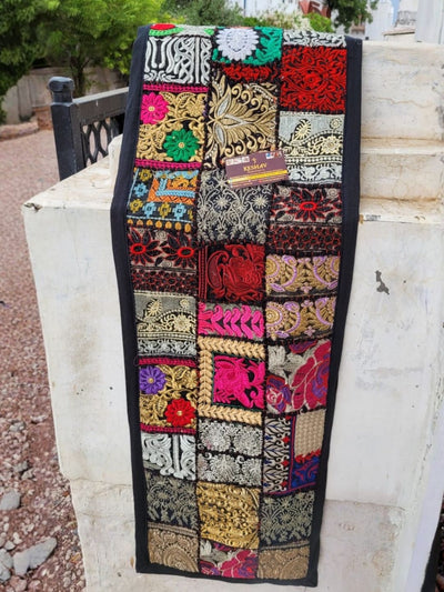 Indiehaat | Pure Cotton Kambadiya Work Table Runner Black