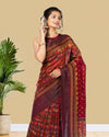 Silkmark Muga Tussar Silk Printed Red Saree