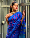 Silkmark Timeless Eri Tussar Silk Embroidered Blue Saree