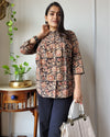 Indiehaat | Kanchi Cotton Peplum Tops Stark Black BlockPrinted