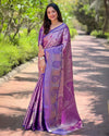 Indiehaat | Pure Tissue Silk Zari Woven Purple Saree