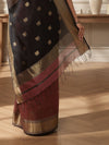 Modern Maheshwari Silk Pure Handloom Saree Peach