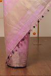 Rosy Khadi Linen Saree Pink