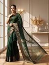 Modern Maheshwari Pure Silk Butta Body Green Saree