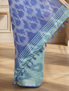 Crisp Ikkat Slub Linen Handloom Blue Saree