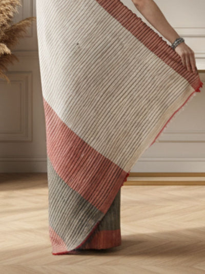 Silkmark Evocative Ghicha Tussar Silk Beige Saree