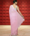 Magnificent Pure Linen Saree Hand Embroidered Pink
