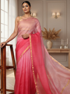 Deep Blush Pink Pure Silk Kota Doria Handdyed Saree