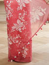 Embroidered Organza Pure Silk Pink Saree for Modern Ethnic Fashion | Indiehaat
