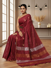 Jaquard Kota Slub Saree Hand Dyed Royal Red