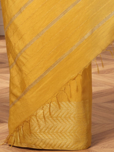 Dreamy Chanderi Silk Mustard Saree