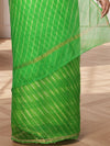 Lehariya Pure Silk Kota Doria Leaf Green Saree Handcrafted