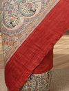 Madhubani Silkmark Gicha Tussar Silk Vivid Red Saree