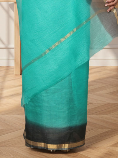 Sea Green Pure Silk Kota Doria Handdyed Saree