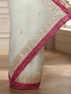 Pankhudi Jugnu Checks Gota Patti Pale White Saree