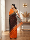 Poised Pure Maheshwari Silk Handloom Saree Orange & Brown