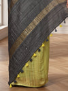 Silkmark Ghicha Tussar Scintillating Black & Yellow Saree