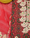 Indiehaat|Kota Doria Gota Patti Red & White Suit(Top+Bottom+Dupatta)