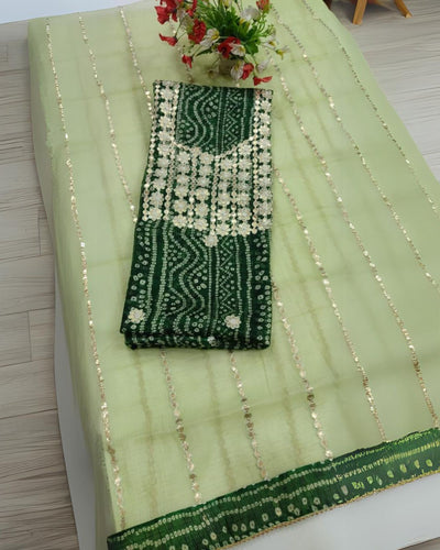 Lush Green Gota Patti Suit Set | Kota Doria | IndieHaat