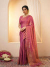 Indiehaat | Pure Tissue Linen Handloom Saree Pink