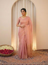 Indiehaat | Pure Tissue Linen Handloom Saree Peach
