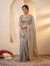 Indiehaat | Pure Tissue Linen Handloom Saree Gray