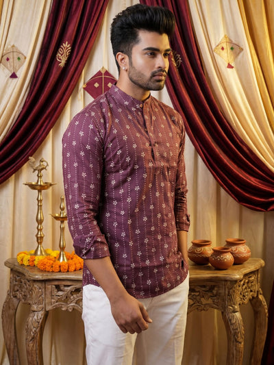 Indiehaat | Pure Cotton Blockprint Short Kurta Wine