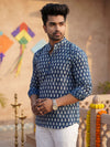 Indiehaat | Pure Cotton Blockprint Short Kurta Blue
